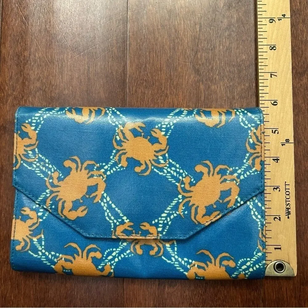 Halsea Blue and Orange Crab Pattern Clutch